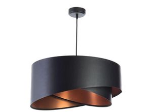 4255596668967 - Licht-erlebnisse - Hängelampe Stoff E27 d 50 cm rund h max 102 cm in Schwarz Kupfer Modern Hängeleuchte