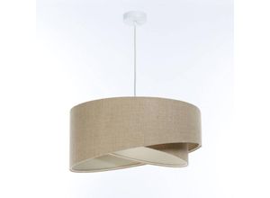 4255596669131 - Licht-erlebnisse - Pendelleuchte Stoff d 50 cm rund h max 93 cm Weiß Natur E27 Modern Hängeleuchte