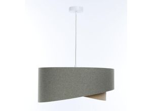 4255596669230 - Licht-erlebnisse - Hängelampe Stoff d 40 cm h max 90 cm Weiß Grün Beige E27 rund Modern Pendelleuchte - Weiß Grün Beige