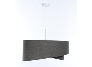 4255596669414 - Licht-erlebnisse - Hängeleuchte Stoff E27 ø 50 cm h max 93 cm Weiß Grau rund Modern Hängelampe