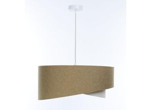 4255596669469 - Licht-erlebnisse - Hängelampe Stoff E27 rund d 60 cm h max 95 cm Weiß Beige Creme Modern Pendelleuchte - Weiß Beige Creme