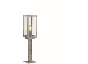 4255596670229 - Licht-erlebnisse - Stehleuchte außen Metall Glas 50 cm hoch IP44 in Silber E27 eckig Modern Außenlampe - Silber