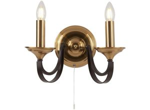 4255596671363 - Licht-erlebnisse - Wandlampe Metall E14 b 33 cm mit Schalter in Bronze dunkel 2-flammig Vintage Design