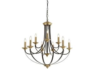 4255596671387 - Licht-erlebnisse - Kronleuchter Metall 78 cm breit h max 200 cm in Bronze dunkel E14 Vintage Design