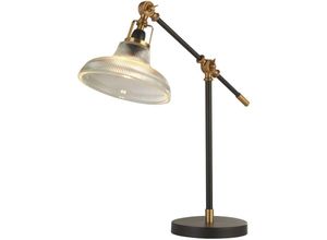 4255596671479 - Licht-erlebnisse - Schreibtischlampe Metall Glas E14 67 cm hoch in Gold Antik Vintage Tischleuchte