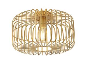 4255596672582 - Licht-erlebnisse - Deckenleuchte Metall E27 rund ø 40 cm Käfig Schirm in Gold Retro Design Deckenlampe