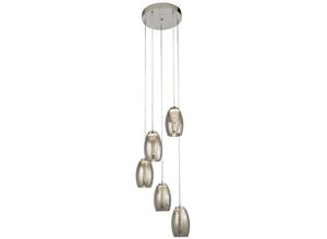 4255596672803 - Licht-erlebnisse - Hängelampe led Metall d 35 cm h max 150 cm Chrom Rauchgrau rund warmweißes Licht 3000 k 821 lm