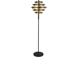 4255596674050 - Licht-erlebnisse - led Stehlampe Metall 148 cm in Schwarz matt Gold rund warmweiß 2700 k 552 lm Modern 4255596674050 - Licht-erlebnisse - led Stehlampe Metall 148 cm in Schwarz matt Gold rund warmweiß 2700 k 552 lm Modern