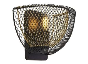 4255596674098 - Wandleuchte Metall E14 25 cm breit mit Schalter in Schwarz Gold Modern Wandlampe