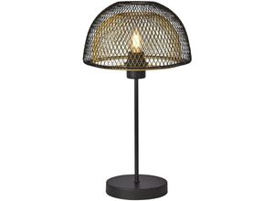 4255596674128 - Licht-erlebnisse - Tischleuchte Metall E27 d 26 cm 47 cm in Schwarz Gold rund Modern Nachttischleuchte