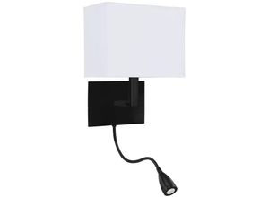 4255596674166 - Licht-erlebnisse - Wandlampe Metall Stoff E27 h 26 cm mit Schalter Schwarz Weiß Modern Wandleuchte