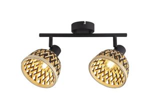 4255596674388 - Licht-erlebnisse - Deckenspot Metall Holz verstellbar Schwarz Natur E14 2-flammig länglich Modern 4255596674388 - Licht-erlebnisse - Deckenspot Metall Holz verstellbar Schwarz Natur E14 2-flammig länglich Modern