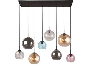 4255596674784 - Licht-erlebnisse - Hängelampe Metall Glas h max 150 cm Schwarz Bunt E27 Kugelschirm Retro Pendelleuchte