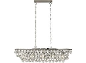 4255596675088 - Licht-erlebnisse - Pendelleuchte Metall Glas E27 h max 131 cm Chrom länglich Klassisch Kristall - Chrom Klar Transparent