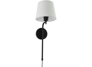 4255596675187 - Licht-erlebnisse - Wandlampe Stoff Metall E27 56 cm hoch mit Schalter Schwarz Natur Rustikal