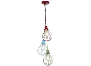 4255596675323 - Licht-erlebnisse - Deckenleuchte Kinderzimmer Metall 26 cm breit h max 160 cm Rot Blau Grün E27