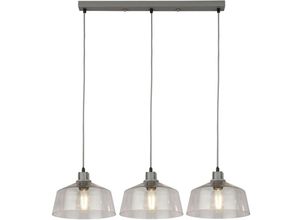 4255596675330 - Licht-erlebnisse - Hängelampe Metall Glas h max 120 cm Grau E27 3-flammig länglich Vintage Design