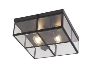 4255596675859 - Licht-erlebnisse - Deckenlampe Metall Glas E14 25 cm breit Schwarz matt 2-flammig quadratisch Vintage