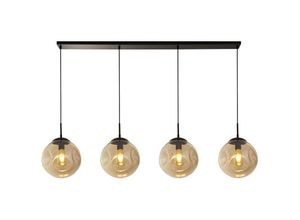 4255596675996 - Licht-erlebnisse - Hängeleuchte Metall Rauchglas h max 120 cm Schwarz Champagner E27 4-flammig Kugel Schirm