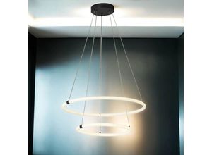 4255596676139 - Licht-erlebnisse - led Kronleuchter Metall d 59 cm h max 150 cm Schwarz matt Weiß rund warmweiß 3000 k 3533 lm