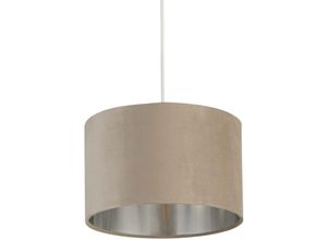 4255596676603 - Licht-erlebnisse - Lampenschirm für Pendelleuchten Stoff ø 28 cm in Taupe Silber gebürstet rund Modern Glas Schirm