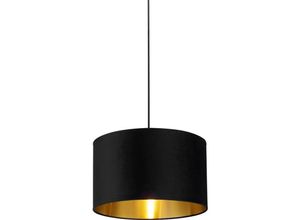 4255596676665 - Licht-erlebnisse - Lampenschirm für Hängelampen Stoff ø 40 cm rund in Schwarz Gold Modern Glas Schirm