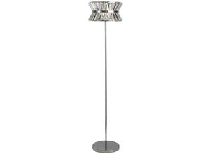 4255596679703 - Licht-erlebnisse - Stehlampe Metall 150 cm Chrom G9 3-flammig rund Art Déco Kristall Stehleuchte