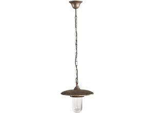 4255596680457 - Licht-erlebnisse - Hängeleuchte außen Messing Glas E27 IP44 rund d 25 cm h max 945 cm in Bronze Antik matt Maritim