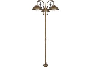 4255596680518 - Licht-erlebnisse - Außenlampe Echt-Messing Glas 210 cm IP44 in Bronze Antik matt E27 3-flammig Rustikal 4255596680518 - Licht-erlebnisse - Außenlampe Echt-Messing Glas 210 cm IP44 in Bronze Antik matt E27 3-flammig Rustikal