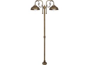 4255596680525 - Wegeleuchte Messing massiv Glas E27 IP44 210 cm in Bronze Antik matt 2-flammig Rustikal