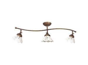 4255596680587 - Licht-erlebnisse - Deckenspot Messing massiv Keramik E14 verstellbar in Bronze Antik matt Weiß 3-flammig länglich