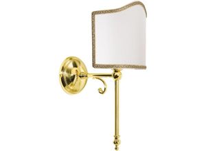 4255596680686 - Wandlampe Stoff Messing massiv E14 365 cm hoch in poliert Weiß Klassisch Wandleuchte