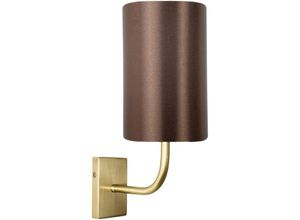 4255596680891 - Licht-erlebnisse - Wandleuchte Echt-Messing Stoff 325 cm hoch in Bronze hell Braun E27 Modern Wandlampe