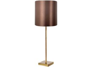 4255596680938 - Licht-erlebnisse - Tischlampe Messing Stoff E27 d 20 cm rund 685 cm hoch in Bronze hell Braun Modern - Bronze hell Braun