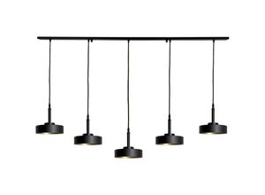 4255596681171 - Licht-erlebnisse - Pendelleuchte Echt-Messing Eisen E27 h max 115 cm in Schwarz matt Gold länglich Retro Design