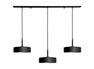 4255596681218 - Licht-erlebnisse - Hängeleuchte Messing Eisen E27 h max 125 cm in Schwarz matt Gold 3-flammig länglich Retro