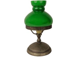 4255596682338 - Licht-erlebnisse - Tischleuchte Echt-Messing Glas rund d 135 cm 235 cm hoch in Bronze Antik matt Grün E14 4255596682338 - Licht-erlebnisse - Tischleuchte Echt-Messing Glas rund d 135 cm 235 cm hoch in Bronze Antik matt Grün E14