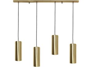 4255596682550 - Licht-erlebnisse - Pendelleuchte Messing massiv E27 h max 110 cm in Bronze hell 4-flammig länglich Modern Hängelampe