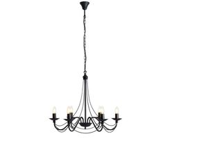 4255596682932 - Licht-erlebnisse - Hängelampe Metall b 65 cm h max 108 cm Schwarz E14 rund Klassisch Pendelleuchte