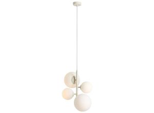 4255596683267 - Licht-erlebnisse - Pendelleuchte Metall Glas b 46 cm h max 120 cm Creme Weiß E14 2-flammig Kugel Schirm Modern