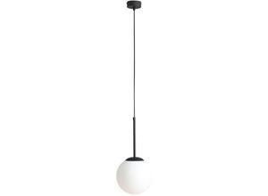 4255596683427 - Licht-erlebnisse - Hängelampe Metall Glas E27 20 cm breit h max 200 cm Schwarz Weiß Kugelschirm rund Modern 4255596683427 - Licht-erlebnisse - Hängelampe Metall Glas E27 20 cm breit h max 200 cm Schwarz Weiß Kugelschirm rund Modern