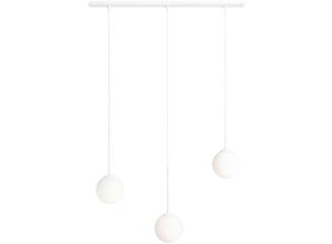 4255596683663 - Licht-erlebnisse - Pendelleuchte Metall Glas E14 h max 120 cm Weiß 3-flammig rund Kugel Schirm Modern Hängelampe