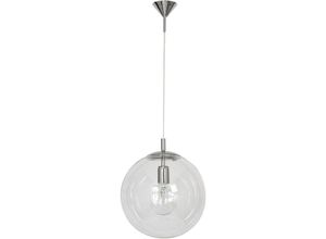 4255596683878 - Licht-erlebnisse - Pendelleuchte Metall Rauchglas b 30 cm h max 200 cm Chrom E27 Kugelschirm rund Modern