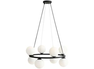 4255596683922 - Licht-erlebnisse - Hängelampe Metall Glas E14 b 68 cm h max 110 cm Schwarz Weiß Kugel Schirm Modern Hängeleuchte - Schwarz Weiß