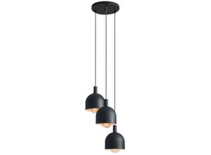 4255596684295 - Licht-erlebnisse - Hängelampe Metall b 35 cm h max 130 cm Schwarz E27 3-flammig rund Pendelleuchte - Schwarz