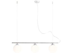 4255596684363 - Licht-erlebnisse - Pendelleuchte Metall Glas E14 h max 120 cm Chrom Weiß 3-flammig länglich Modern Hängelampe