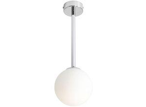 4255596684677 - Licht-erlebnisse - Deckenlampe Metall Glas E14 b 14 cm Chrom Weiß rund Kugel Schirm Modern Deckenleuchte