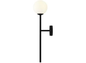 4255596684707 - Licht-erlebnisse - Wandleuchte Metall Glas h 58 cm Schwarz Weiß E14 Kugel Schirm Modern Wandlampe