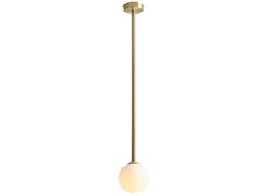 4255596684813 - Licht-erlebnisse - Deckenleuchte Metall Glas 14 cm breit in Messing Weiß E14 Kugelschirm rund Modern Deckenlampe 4255596684813 - Licht-erlebnisse - Deckenleuchte Metall Glas 14 cm breit in Messing Weiß E14 Kugelschirm rund Modern Deckenlampe
