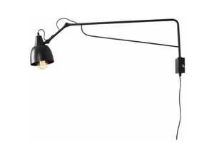 4255596685148 - Wandlampe Metall E27 Schwenkarm 29 cm hoch mit Schalter Schwarz Kugelschirm Wandleuchte